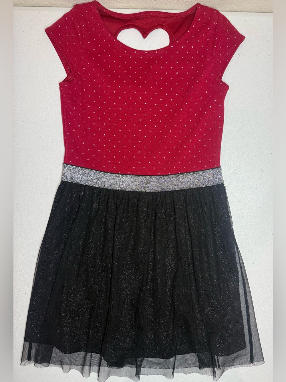 Sally Miller Girls Red and Black Sparkle Tulle Party Dress Size 8